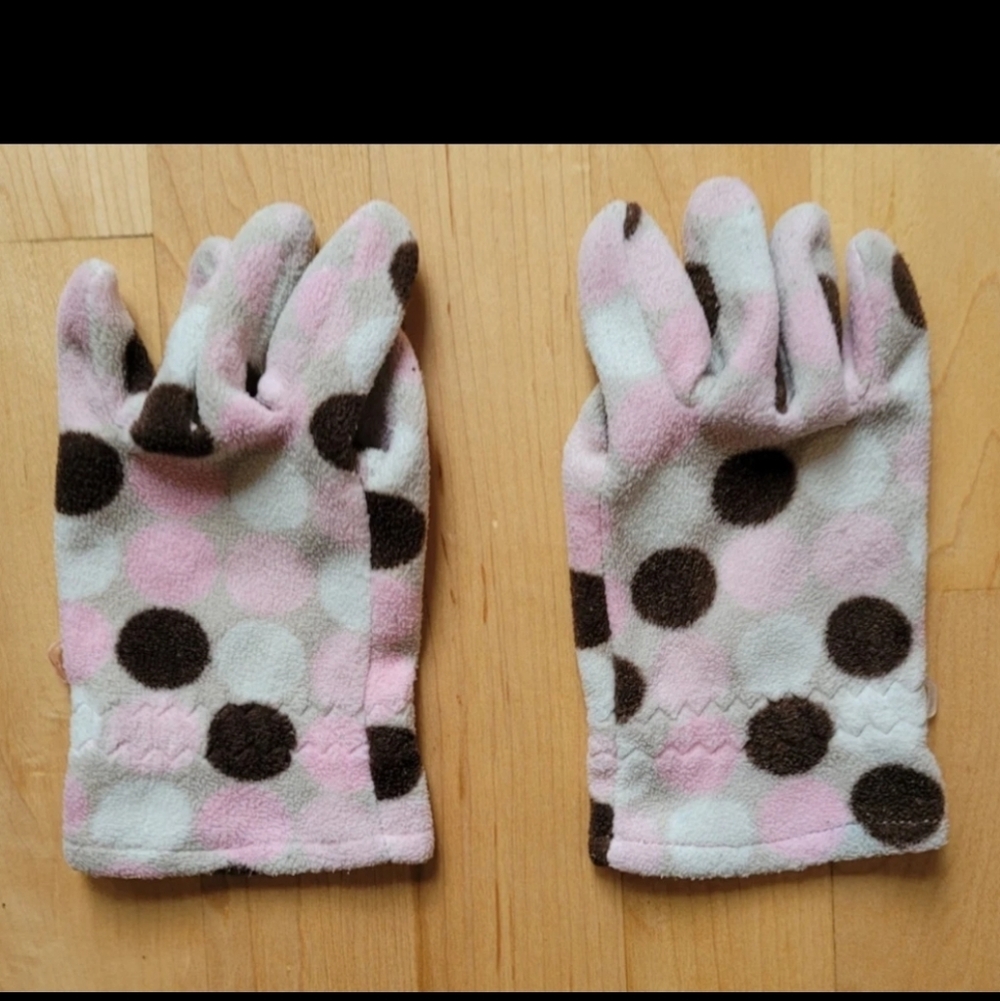 Old Navy Size Small Fleece Poka Dot Gloves